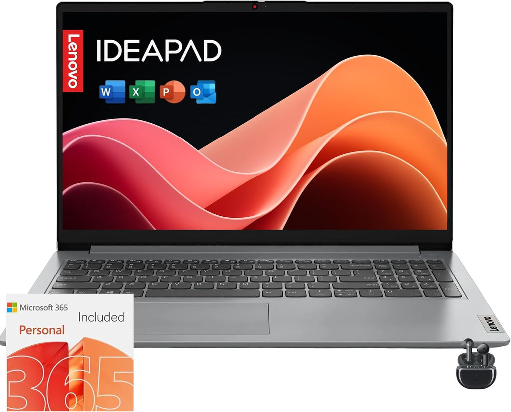 Lenovo IdeaPad 1i Laptop with Microsoft 365 Home and Business • 20GB RAM • 512GB SSD • Intel Core • 14 Anti-Glare Screen • WiFi-6 • 11HR Battery • Windows 11 • W/O Earbuds