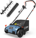 SENIX 13 Amp 15-Inch 2-in-1 Electric Dethatcher and Scarifier with 13.2-Gal Collection Bag,4-Position Depth Adjustment,Walk Behind for Lawn Garden Care Removing Thatch,Quick-Fold(SCE13-M)
