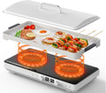 Induction Cooktop 2 Burners with Removable Cast Iron Griddle Pan Non-stick, 1800W Sensor Touch 9 Power Levels, 99 Min Timer, Suitable for Kitchen,Great for Family Party