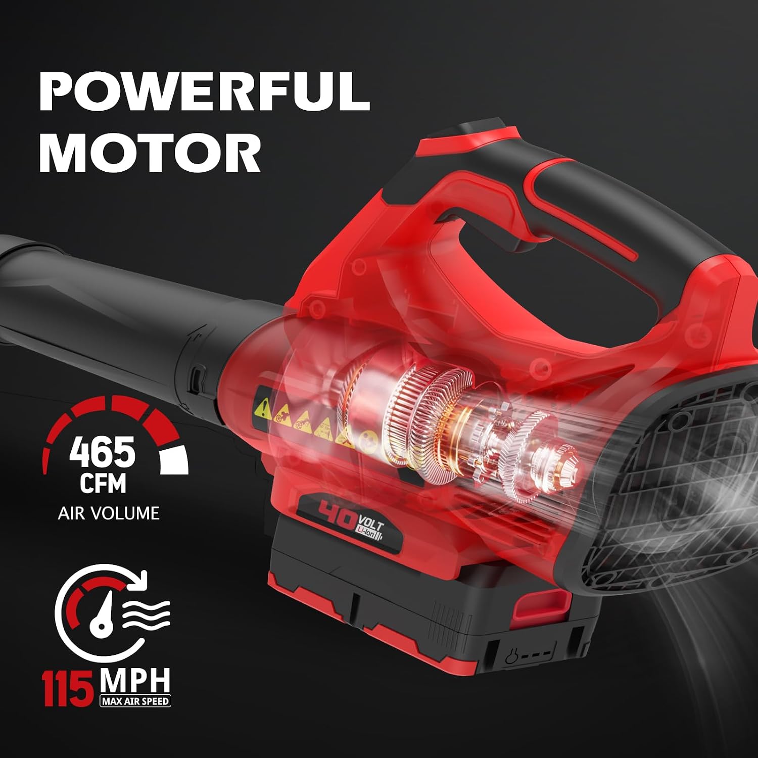 PowerSmart 40V 17' Brushless Cordless Lawn Mower + Leaf Blower (465 CFM), a 4.0Ah Battery and Charger Included