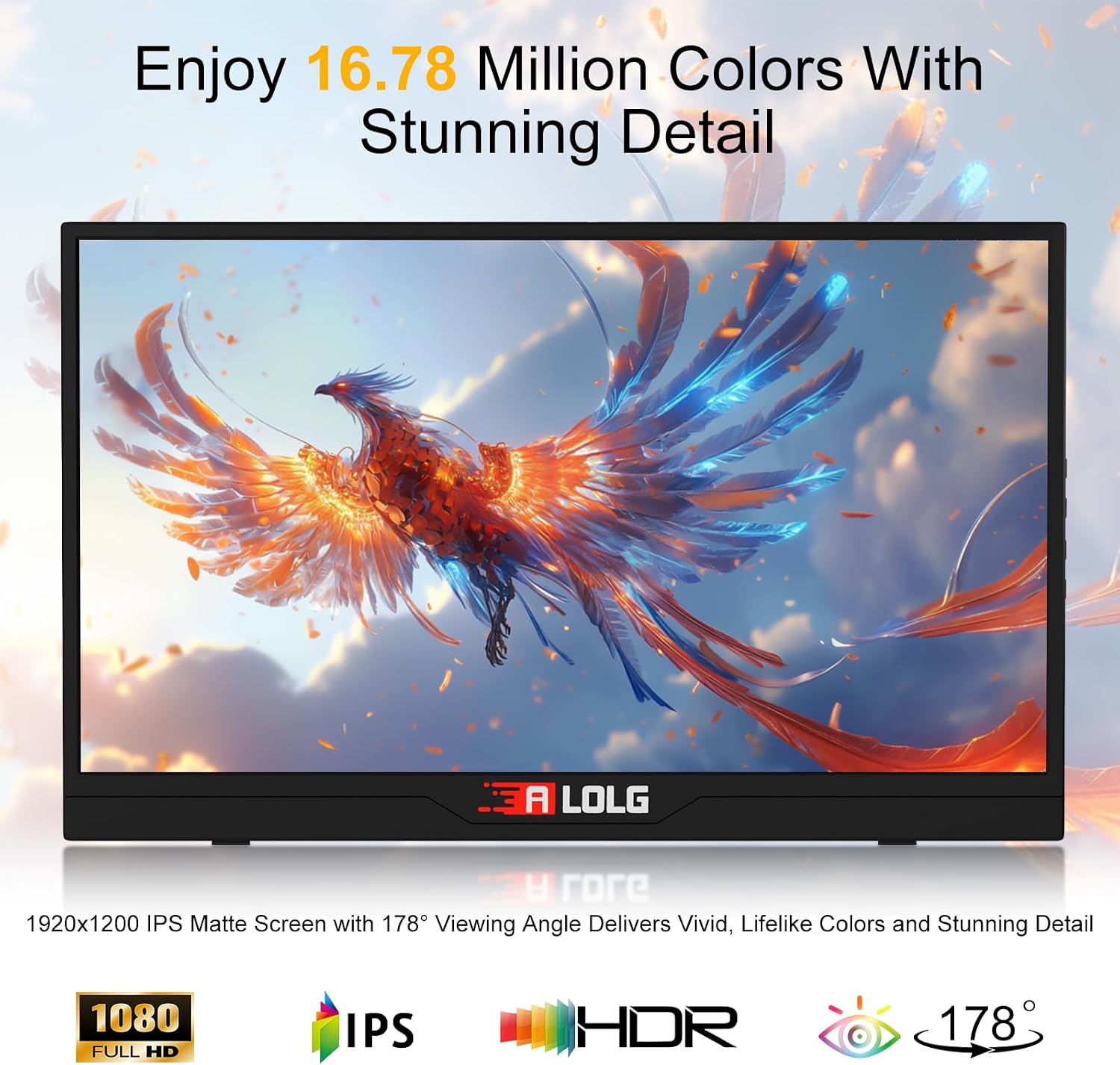 144Hz 16' Portable Monitor,1920×1200 FHD IPS Plug&Play Second External Monitor with USB-C Mini HDMI Port,Second Screen Compatible with PC Phone Mac Xbox PS4/5-Z8
