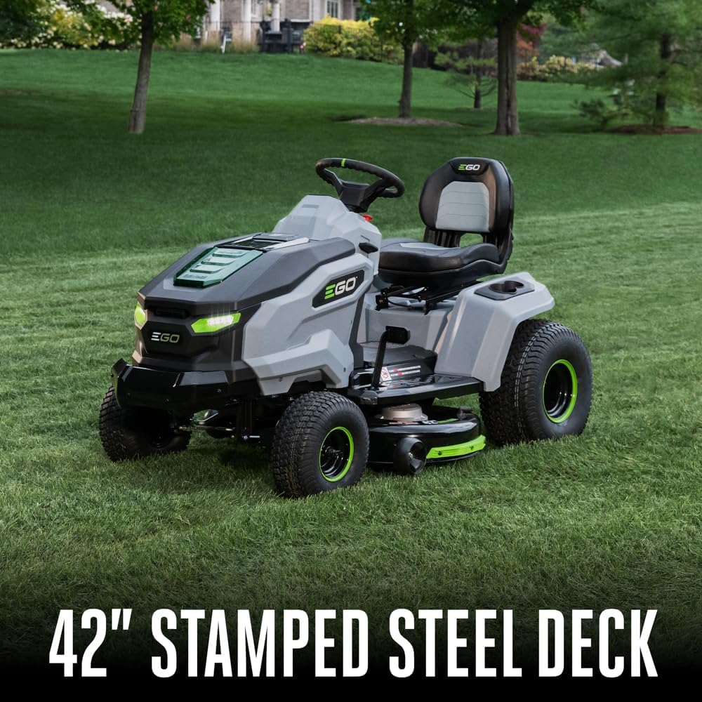 EGO Power+ Electric Riding Lawn Mower, 42' Deck Cordless Tractor, Includes (6) 56V 6.0Ah Batteries and Charger - TR4204