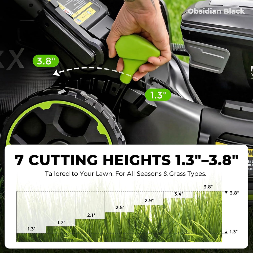 NovorikX 60V 5Ah Self-Propelled Electric Cordless Lawn Mower with 5.0Ah Battery 21-Inch, Brushless Mower for Large Yards, LED Headlight, Rapid Charger 3-in-1 Versatility Obsidian Series