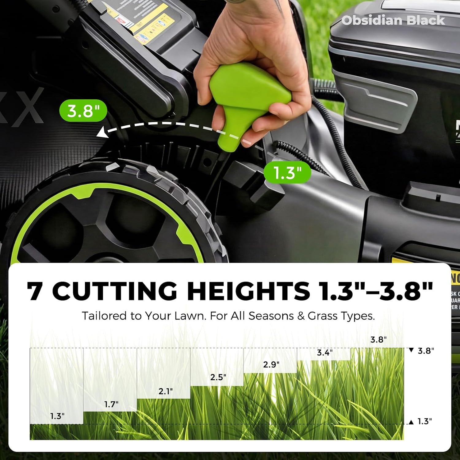 NovorikX 60V 5Ah Self-Propelled Electric Cordless Lawn Mower with 5.0Ah Battery 21-Inch, Brushless Mower for Large Yards, LED Headlight, Rapid Charger 3-in-1 Versatility Obsidian Series