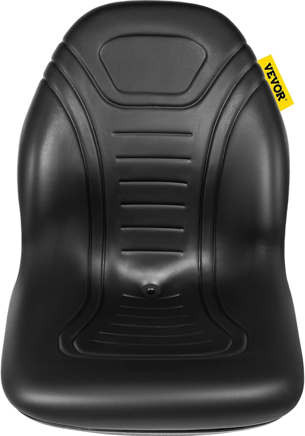 VEVOR Universal Lawn Tractor Seat Replacement, Compact High Back Mower Seat, Black Vinyl Forklift Seat, Central Drain Hole Skid Steer Seat with Mounting Bolt Patterns of 8' x 11.5' & 11.25' x 11.5'