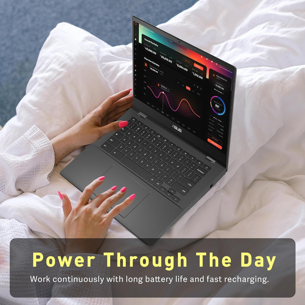 ASUS-Chromebook Laptop-Google Chrome - 8Core MediaTek Kompanio 520-14 inch FHD Display - 4GB RAM - 192GB Storage - USB C - Wi-Fi 6 - Long Battery Life - Student - 2024