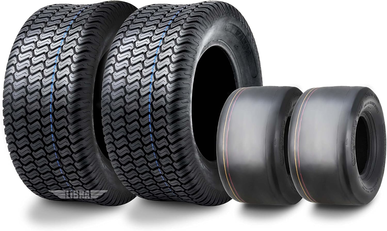 WANDA Set 4 Zero-Turn Lawn Mower Turf Tires 13x6.5-6 Front & 24x9.5-12 Rear /4PR -13207/13050