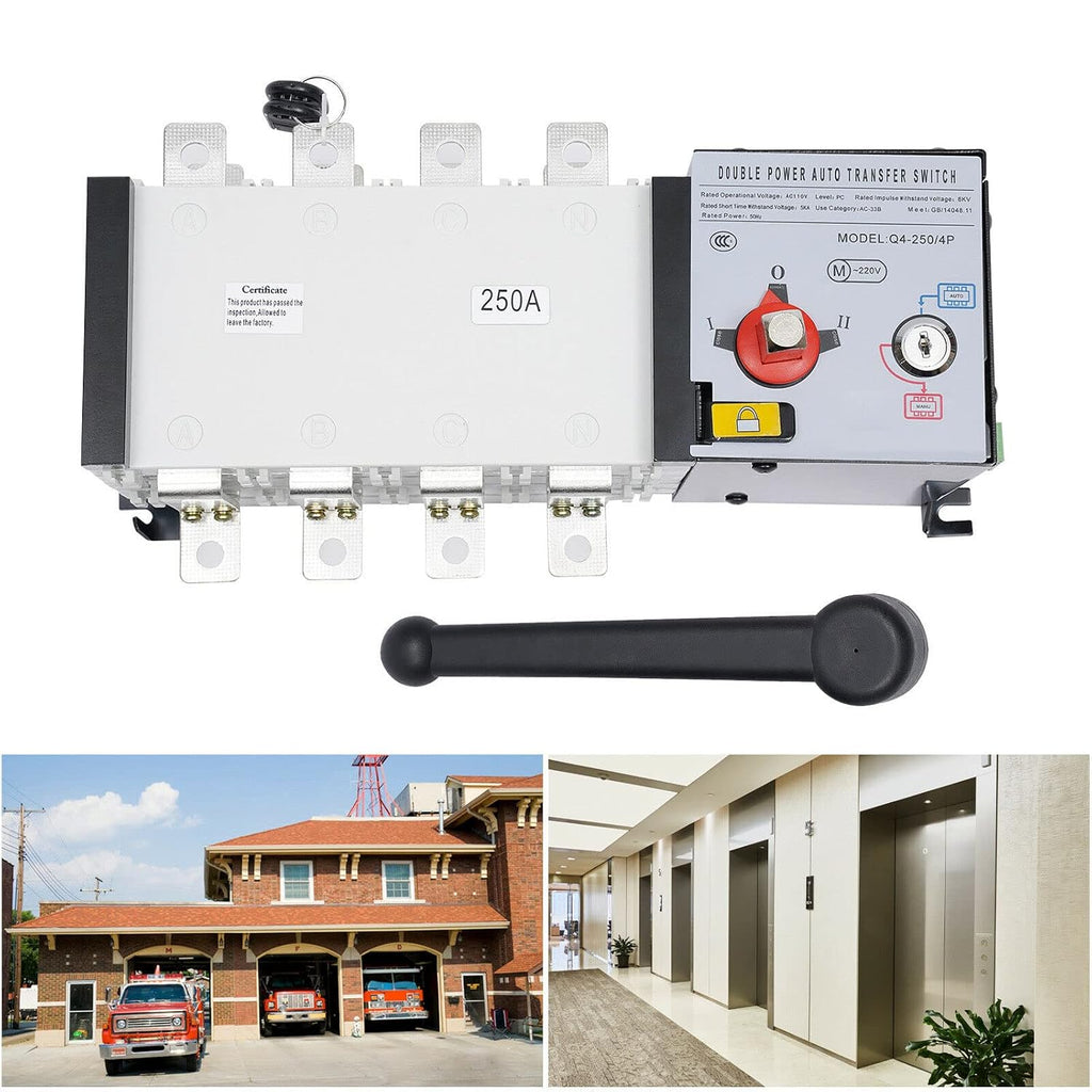 Automatic Transfer Switch, 250A 4P Industrial Dual Power Generator Changeover Switch, Mini AC110V/60hz (4P 250A)
