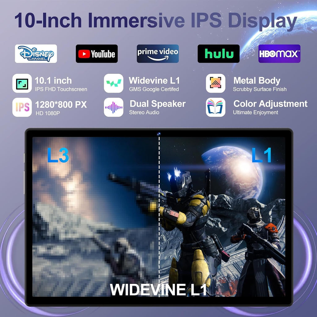 2026 Android 15 Tablet with Keyboard | Gemini AI, 30GB+128GB Octa-Core Electronics Tablets w/ 10 Inch IPS HD Display, 8000mAh, 5G WiFi, 1TB Expand, Mouse+Case, BT 5.0, Widevine L1, Metal Body -Black