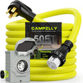 50 Amp Generator Cord 50FT and Power Inlet Box, NEMA 14-50P Male to SS2-50R 125/250V Twist Lock Connector with Pre-Drilled NEMA SS2-50P Generator Inlet Box for Generator to House, ETL Listed