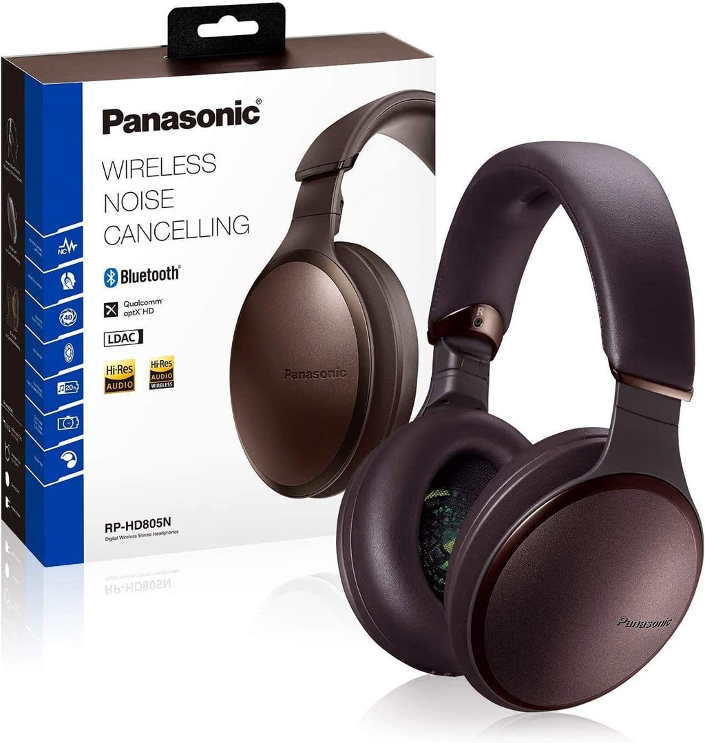Panasonic Noise Cancelling Over The Ear Headphones with Wireless Bluetooth, Alexa Voice Control & Other Assistants – Brown (RP-HD805N-T), One Size Fits All