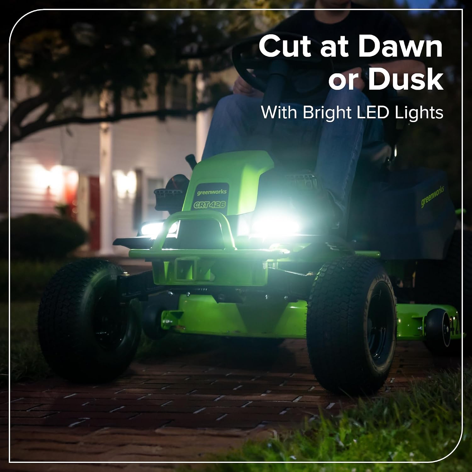 Greenworks 60V 42' CrossoverT Cordless Riding Lawn Tractor, (4) 8.0Ah Batteries and (600W) Plug in Charger