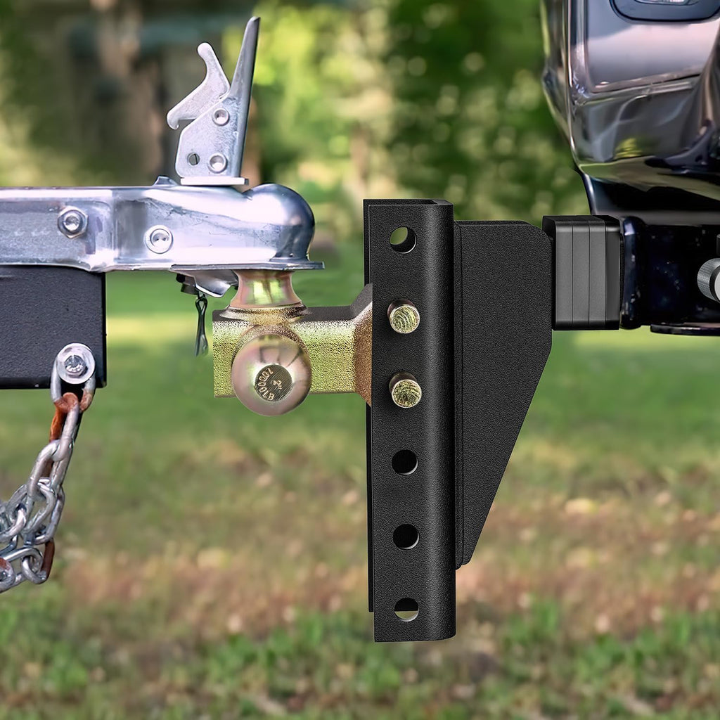 Nilight Adjustable Tri-Ball Trailer Hitch Mount 8 Inch Drop/Rise Hitch 1-7/8' 2' 2-5/16' Fits 2-Inch Receiver 15000lbs GTW for Heavy Duty Truck with Anti-Theft Pin