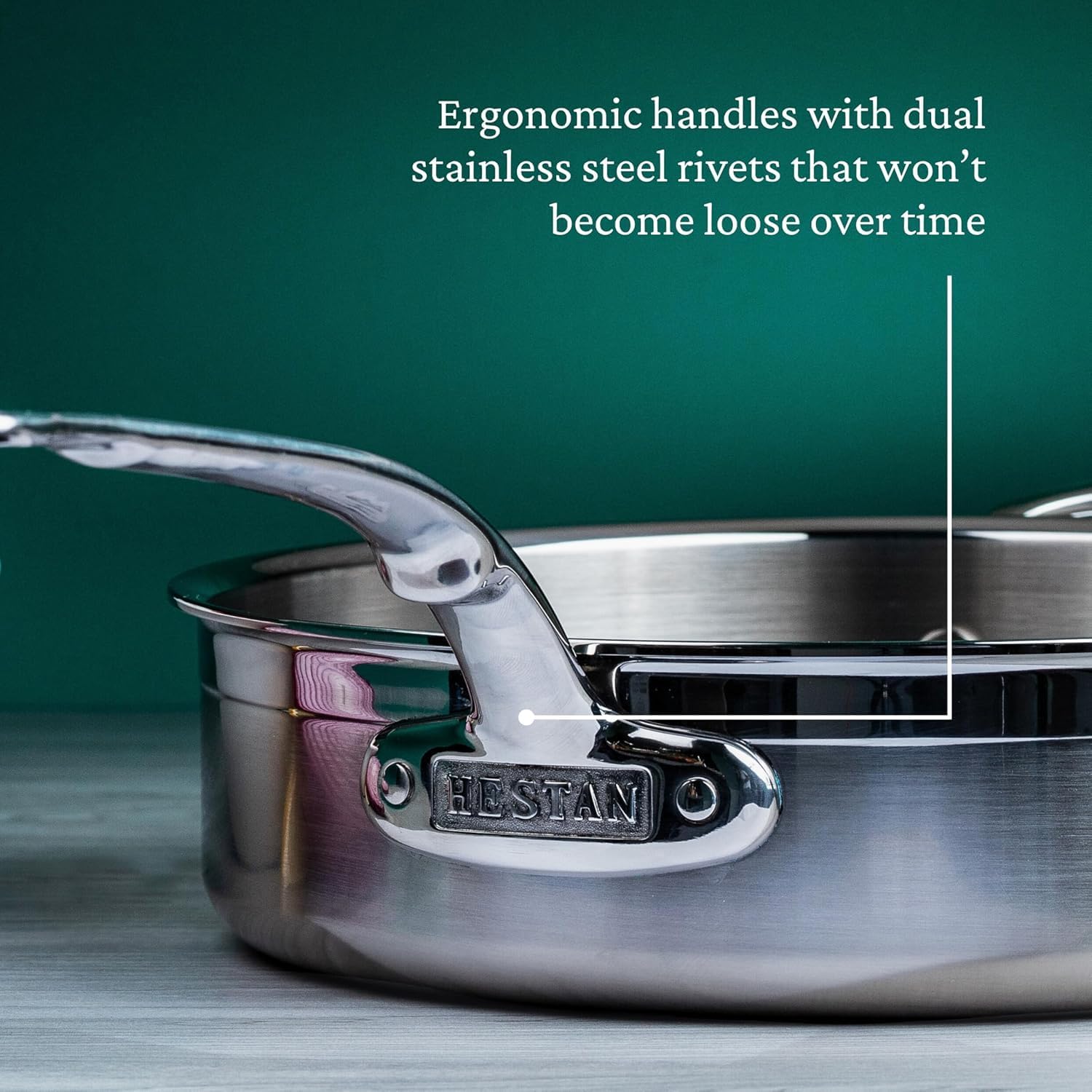 Hestan ProBond Forged - Professional Clad Stainless Steel Sauté Pan, 5 Quart, with Helper Handle, Induction Compatible