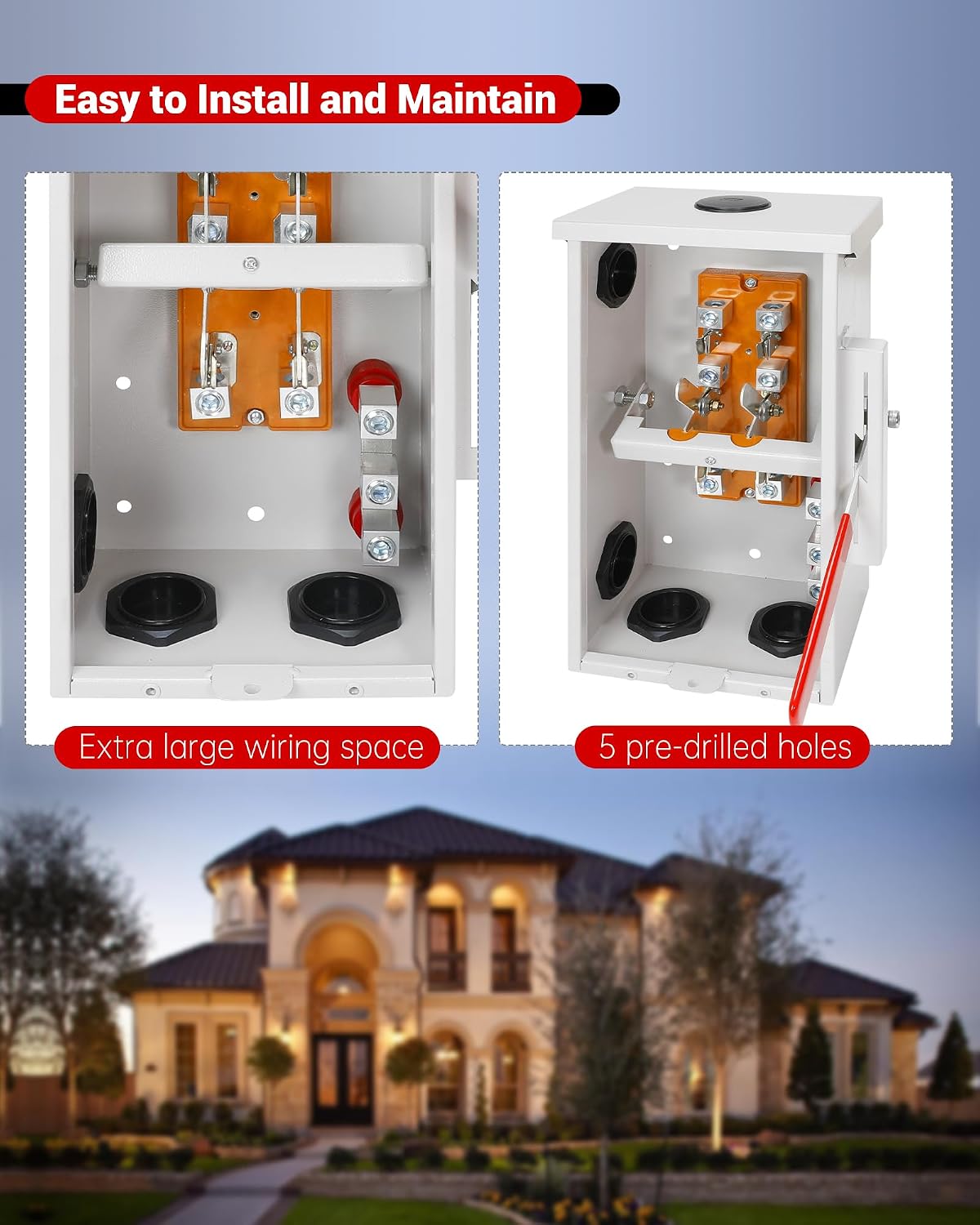 200 Amp Transfer Switch, 48000W General-Duty Double-Throw Safety Switch, 2P 120/240-Volt, Meeting NEMA 3R Standards for Outdoor and Indoor