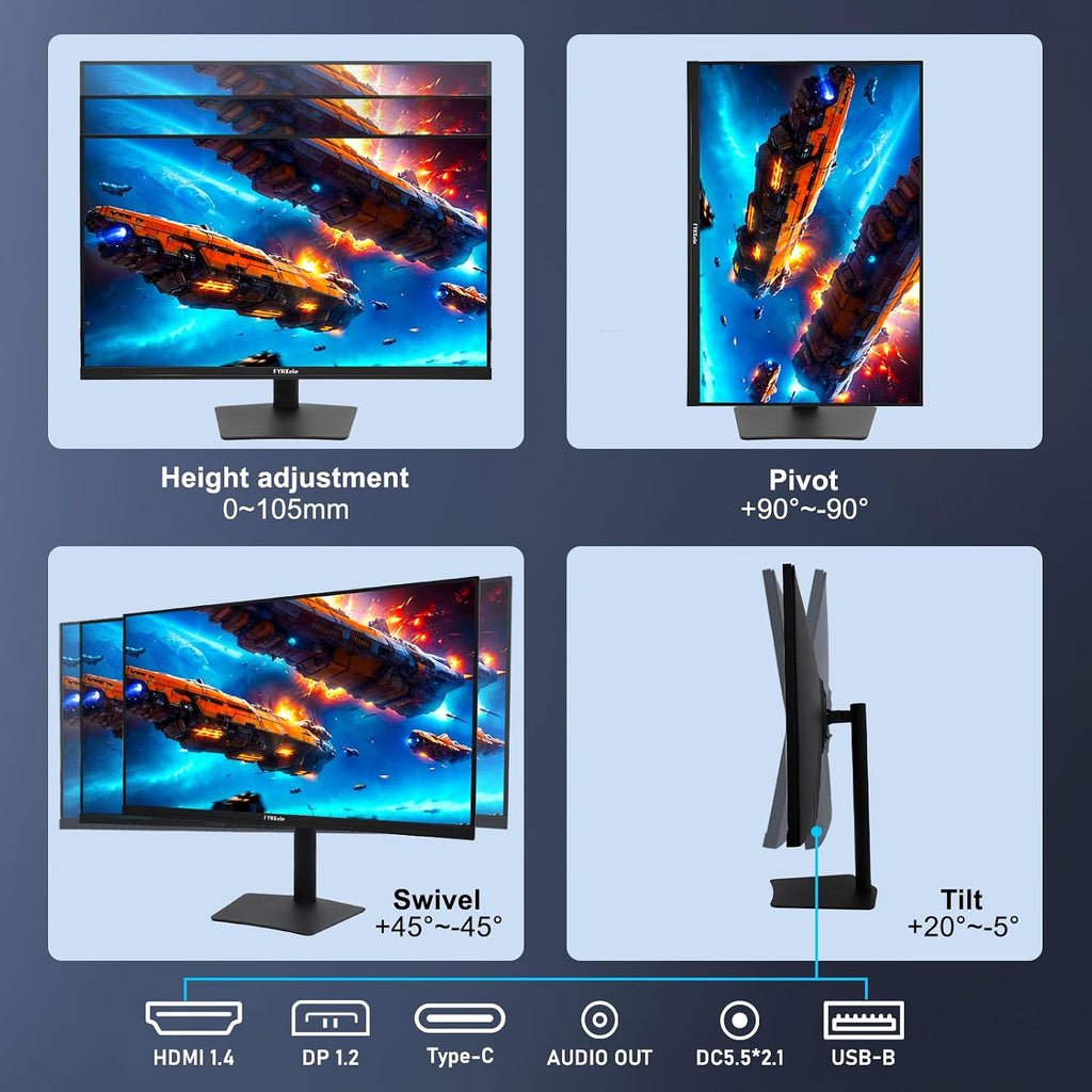 FYHXele 22 Inch Touchscreen Monitor, IPS FHD 1080P Touch PC Display, 75Hz, LED Backlit Multi-Touch Monitor, VESA, HDMI & VGA & USB Computer Touch Screen for Gaming, Business, Warehouse, Bar, Gym