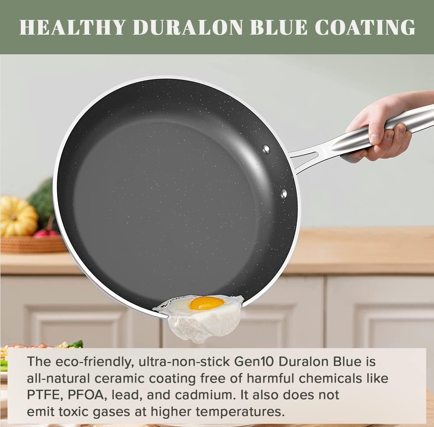 Nuwave 12pc Forged Lightweight Cookware Set, G10 Healthy Duralon Ceramic Ultra Non-Stick Coating, Vented Tempered Glass Lids, Stay-Cool Handles, Induction-Ready & Works on All Cooktops, PFAS Free