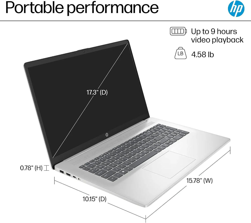 HP 17.3' FHD Business & Student Laptop Computer, 64GB RAM 2.5TB Storage (2TB SSD+512GB Docking Station Set), 6-Cores AMD Ryzen 5, Windows 11, PLUSERA Earphones, Silve