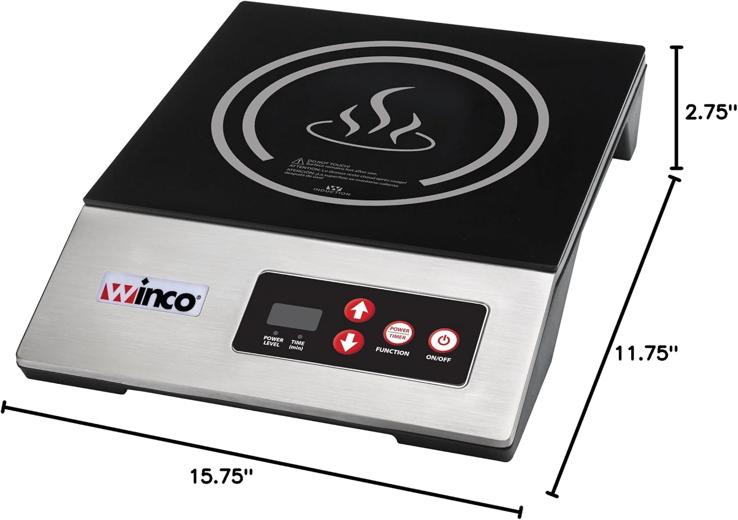 Winco EIC-400E Commercial-Grade Portable Induction Cooktop Burner, 1800 W, 120V
