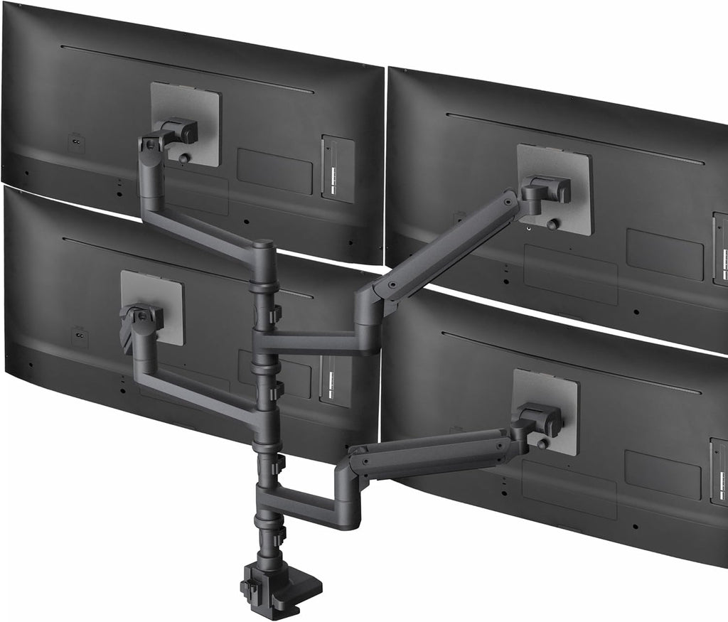 VIVO Pneumatic Arm Quad Ultrawide Monitor Extra Tall Desk Mount for Up to 49 inch Screens Individual Arm Capacity, Max 38 inch Screens for 4 Ultra Wides Up to 44 lbs, Black, STAND-V400D