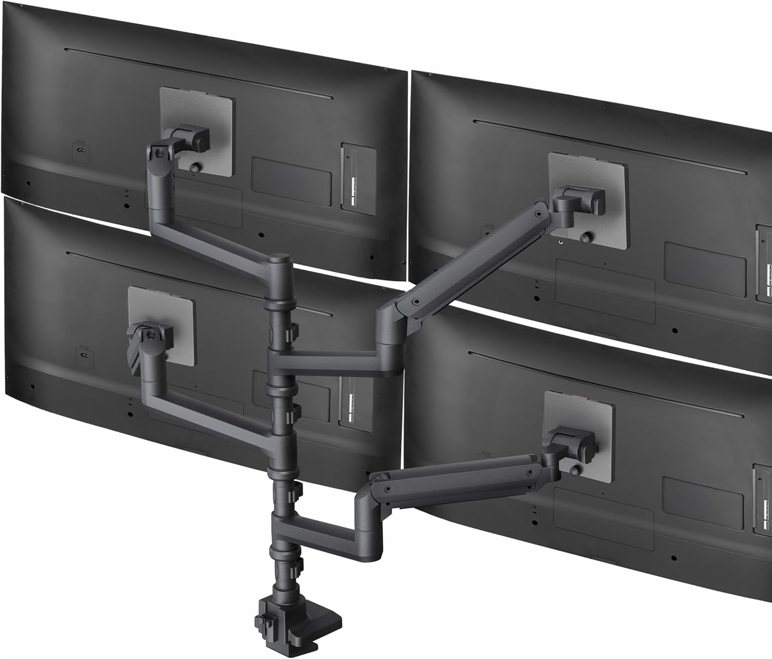VIVO Pneumatic Arm Quad Ultrawide Monitor Extra Tall Desk Mount for Up to 49 inch Screens Individual Arm Capacity, Max 38 inch Screens for 4 Ultra Wides Up to 44 lbs, Black, STAND-V400D