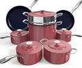 Nuwave Lux 13pc Forged Lightweight Cookware Set PFAS Free, Healthy G10 Duralon Ceramic Coating, Ultra Non-Stick, Stay-Cool Handles, Works on All Cooktops & Induction Ready