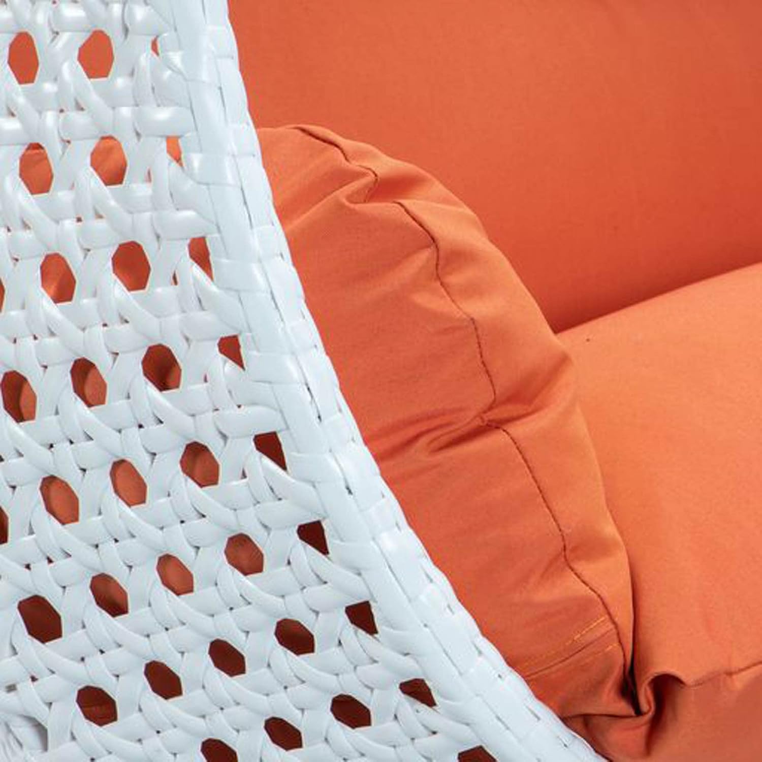 LeisureMod 2 Person Wicker Egg Chair Outdoor Indoor Bedroom Patio Hanging Lounge Swing Hammock Chairs with White Stand and UV Resistant Cushions (Orange)