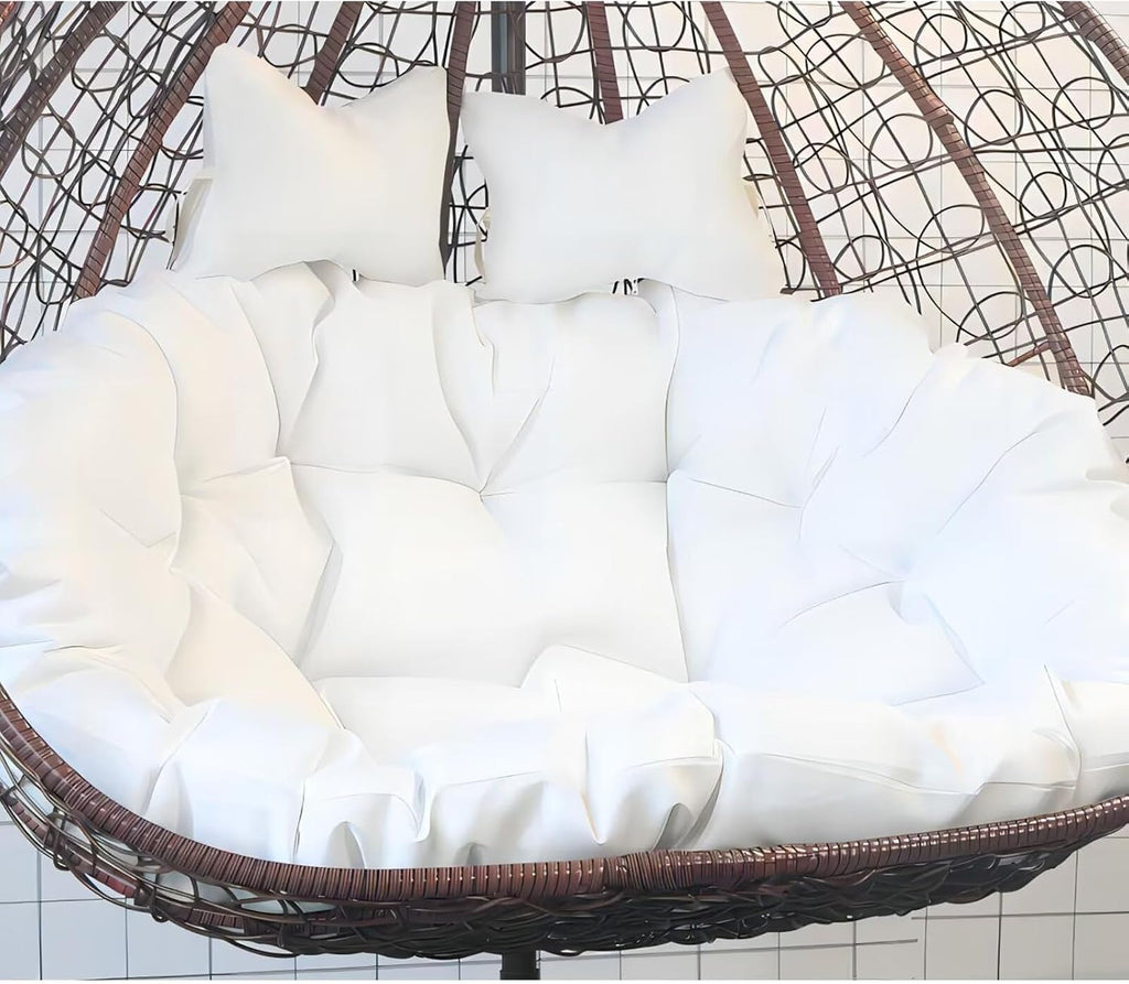 2 Seater Egg Chair Swing Cushion Outdoor, Washable Hanging Egg Chair Cushions Replacement, Large Single Chair Pads Nest Shaped Seat Cushions, Thick Soft Solid Color Chair Back Pillow