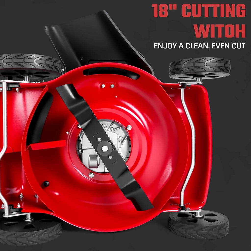 Lawn Mower Gas Powered, Gas Mower with 50l Grass Bag Big Wheels, 131cc Gas Engine 3 in 1 Mulching, Bagging & Side Discharge Self Propelled Walk-Behind Push Mower for Hills 2850RPM (Red)