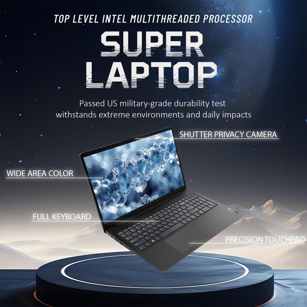 Lenovo 2026 Newly Designed Business and Student Laptop, Intel Powerful Processor, 16GB RAM, 512GB SSD, 15.6' FHD Display, Ethernet RJ-45, Ultra Quiet Design, Long Battery Life, Wi-Fi 6, Windows 11
