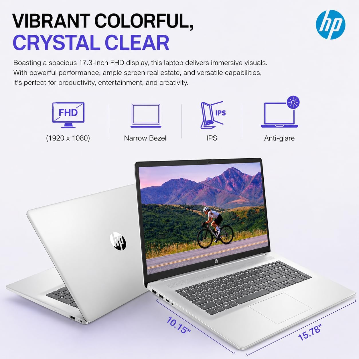 HP 17.3 Inch FHD Business Laptop with Microsoft 365 for The Web, AMD 7000 Series Ryzen Processor (Beats Intel i7-1355U), Copilot AI, 16GB RAM, 1TB SSD, HDMI, Wi-Fi 6, Windows 11, WOWPC USB