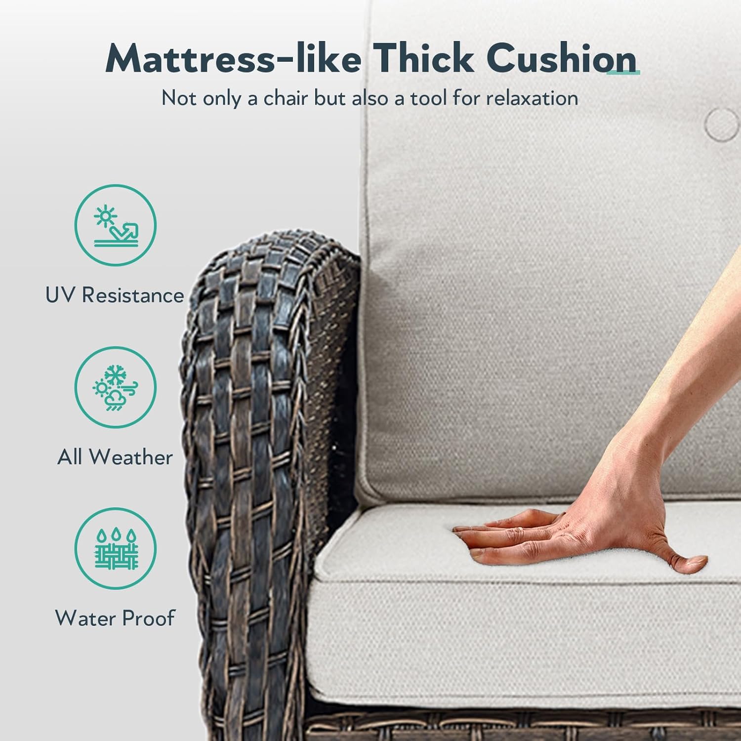 2 in 1 Porch Glider Swivel Chair - Wicker Patio Furniture Outdoor Swivel Rocker Chair with Thick Cushions, 300 Lb Weight Capacity Patio Swivel Glider Seating - Brown Wicker, Beige Cushions