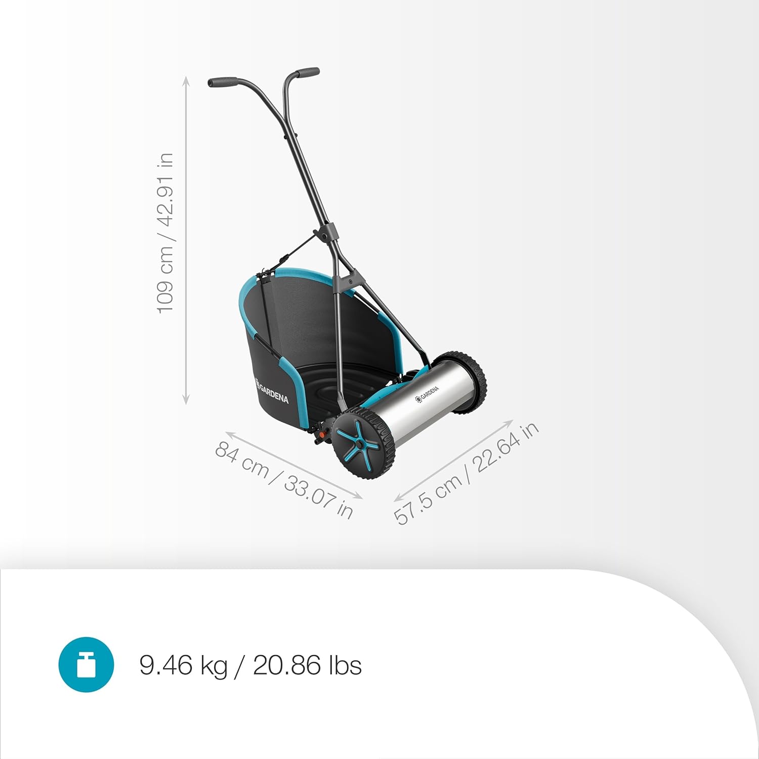 Gardena Manual Push Lawnmower Plus 400 Cylinder Lawnmowers: English Lawn, 40 cm Cutting Width, Cordless, with Grass Box, for lawns up to 250 m² (11765-20)