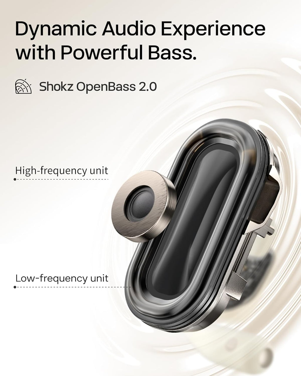 SHOKZ OpenFit 2 Open-Ear Headphones,True Wireless Bluetooth Earphones with Microphone,Earhook Earbuds with 48 Hours of Playtime,Fast Charging,IP55 Water-Resistant,with Carrying Bag,Beige,Bluetooth5.4