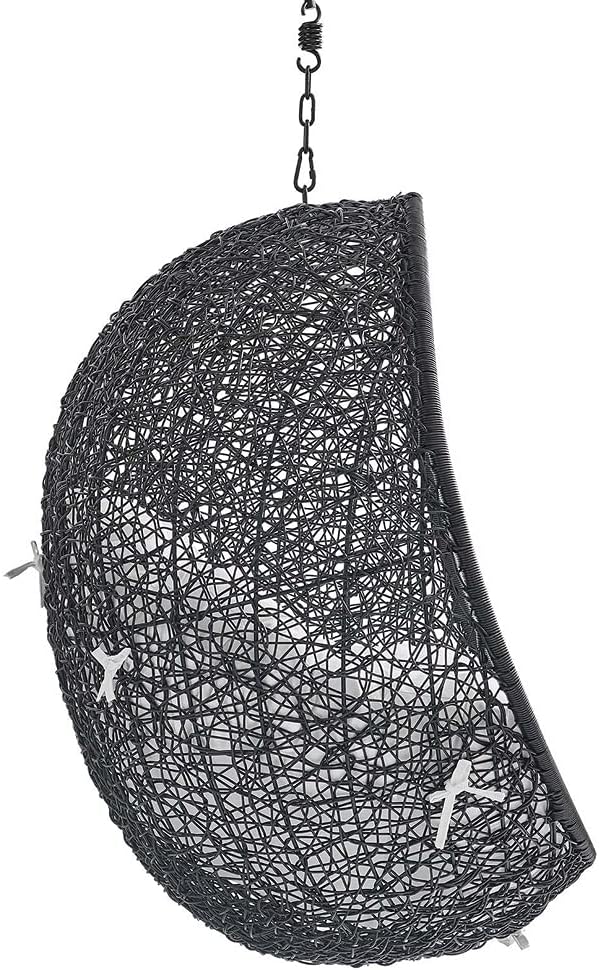 Modway EEI-3636-BLK-WHI Encase Swing Outdoor Patio Lounge Chair Without Stand, Black White, 43.5 x 40 x 125.5