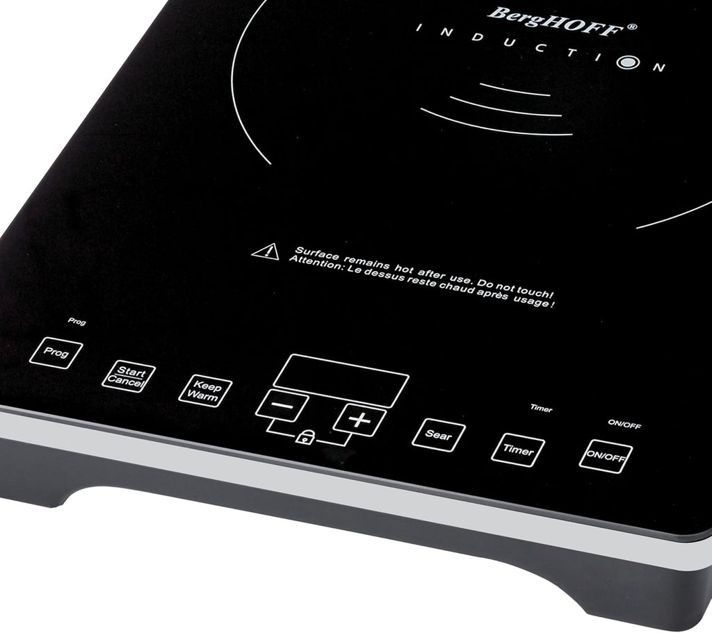BergHOFF Tronic Tempered Glass Touch Screen Induction Cooktop 1800W, Auto-pan Detection, 14' Black Shatter-resistant