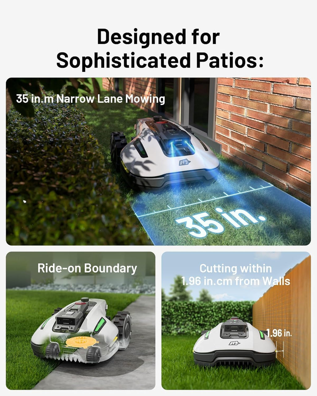 Mammotion YUKA mini 600H Robot Lawn Mower for 0.15 Acre, Max.0.3 Acre, No Wire, No RTK Installation, Free NetRTK+AI Vision Positioning, 45% Slope, Cutting Height 2''~3.5'', 15 Mowing Zones
