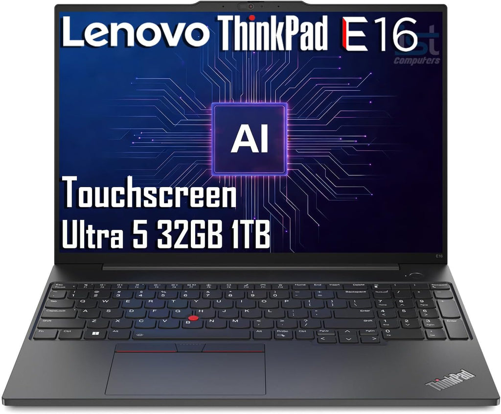 Lenovo ThinkPad E16 Business AI PC Laptop (16' FHD+ Touchscreen, Intel 12-Core Ultra 5 125U (> i7-1355U), 32GB DDR5, 1TB SSD), Backlit, Fingerprint Reader, Thunderbolt 4, Ethernet, Wi-Fi, Win 11 Pro
