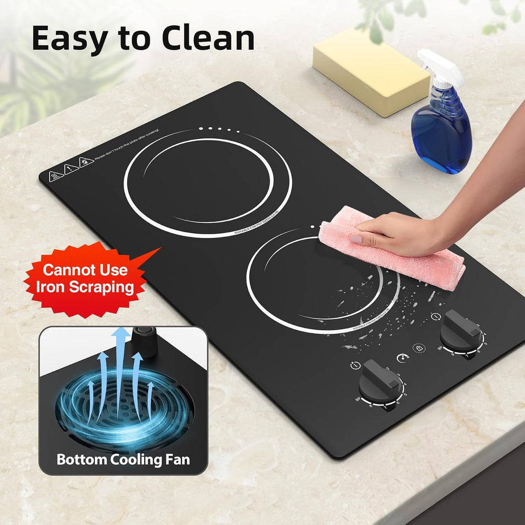 VBGK Double Induction Cooktop,110V 2300W 2 burner induction cooktop,2 burner Hot Plate Electric burner with LCD Touch Screen 9 Levels Settings Child Safety Lock & Timer