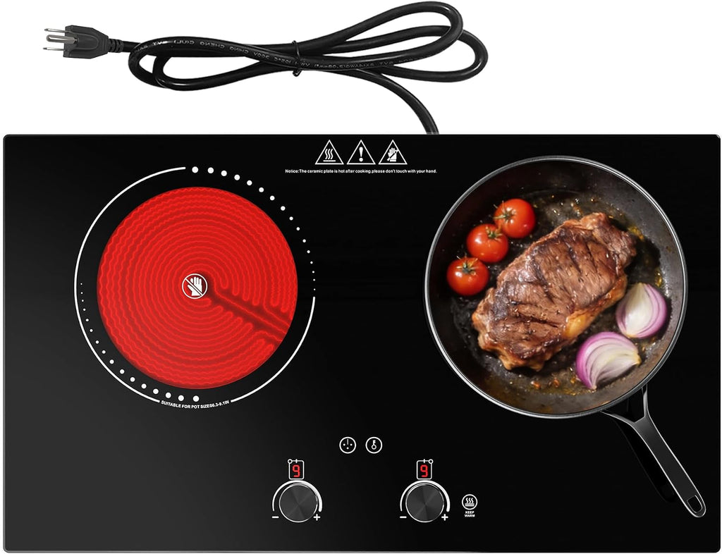 Electric Cooktop, 4000W Countertop Electric Stove Top with 9 Power Settings, Keep Warm Mode - Cooktop Burner for Apartment, Dorm & Small Kitchen
