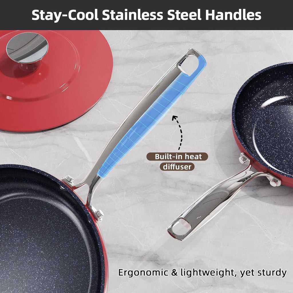 Nuwave Lux 13pc Forged Lightweight Cookware Set PFAS Free, Healthy G10 Duralon Ceramic Coating, Ultra Non-Stick, Stay-Cool Handles, Works on All Cooktops & Induction Ready