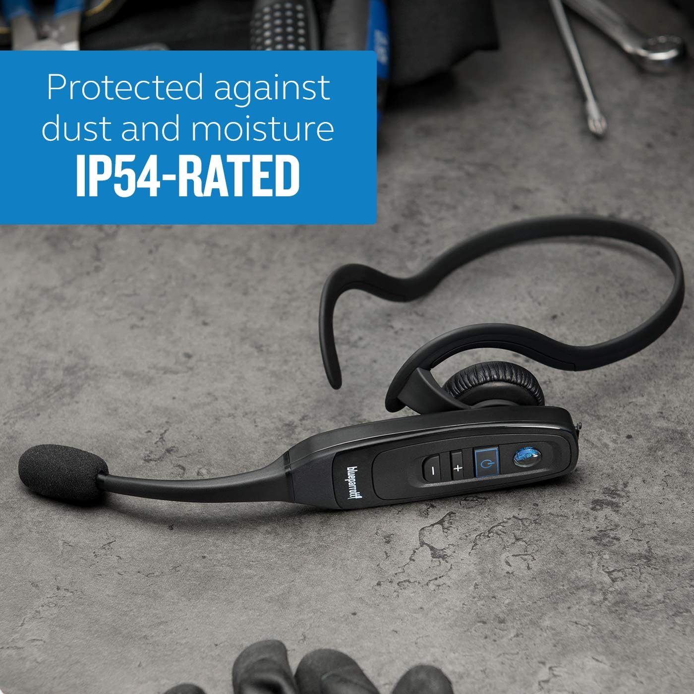 BlueParrott C400-XT Mono Bluetooth Wireless Headphones 96% Noise Canceling Trucker Headset with Mic, Convertible Over Head to Behind Neck Style with 300 ft. Wireless Range, 24 hrs. Talk Time, Black