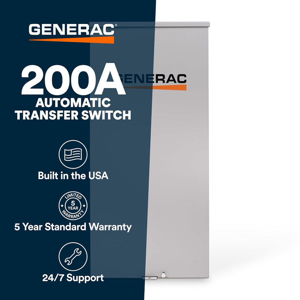 Generac Next Gen 200-Amp Generator Transfer Switch, Automatic Smart Open Transition Transfer Switch, Fast-Mount NEMA 3R Enclosure