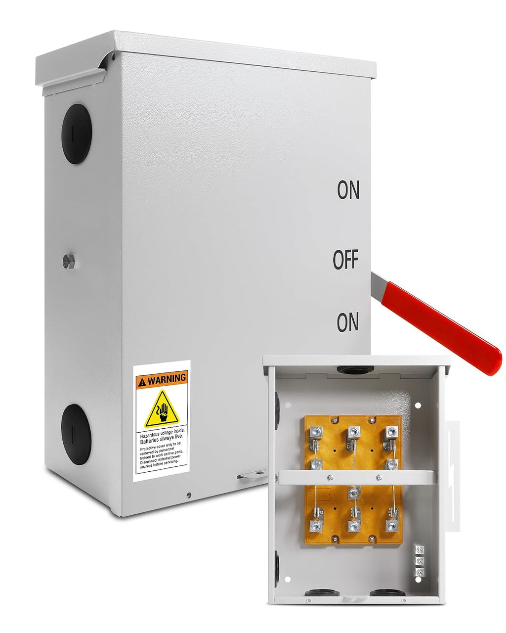 200 Amp Transfer Switch, 3P 120/240V, 48000W General-Duty Double-Throw Safety Switch, Meeting NEMA 3R Standards for Outdoor and Indoor