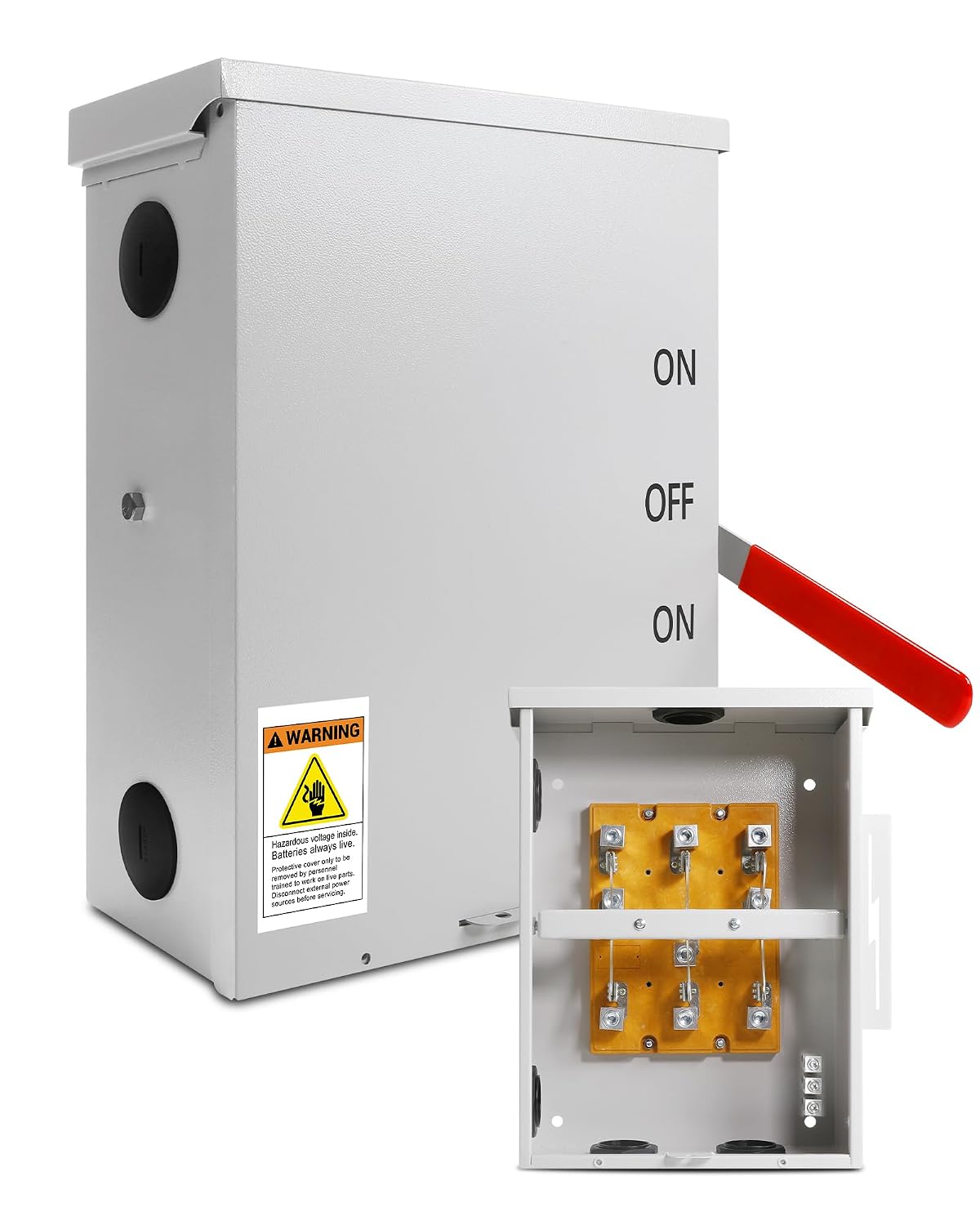 200 Amp Transfer Switch, 3P 120/240V, 48000W General-Duty Double-Throw Safety Switch, Meeting NEMA 3R Standards for Outdoor and Indoor