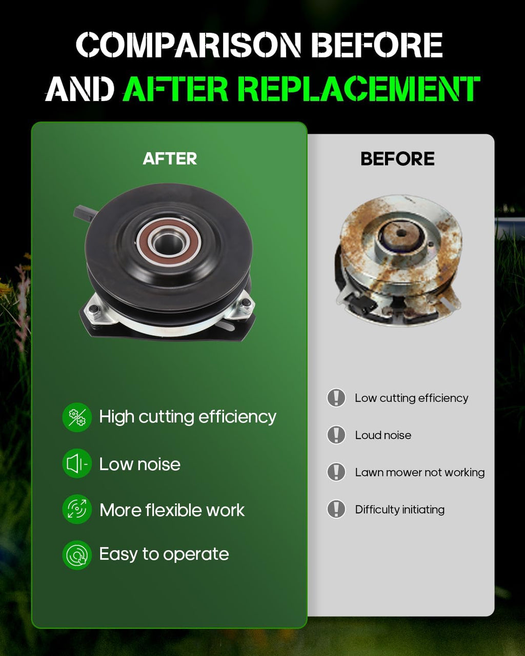 ECCPP New Electric Lawn Mower Electric PTO CLUTCH Kits 5215-134 Compatible With Huskee: 174367, 532174367 / Husqvarna: 174367, 532174367 / Poulan: 174367, 532174367 / Warner: 5215-134
