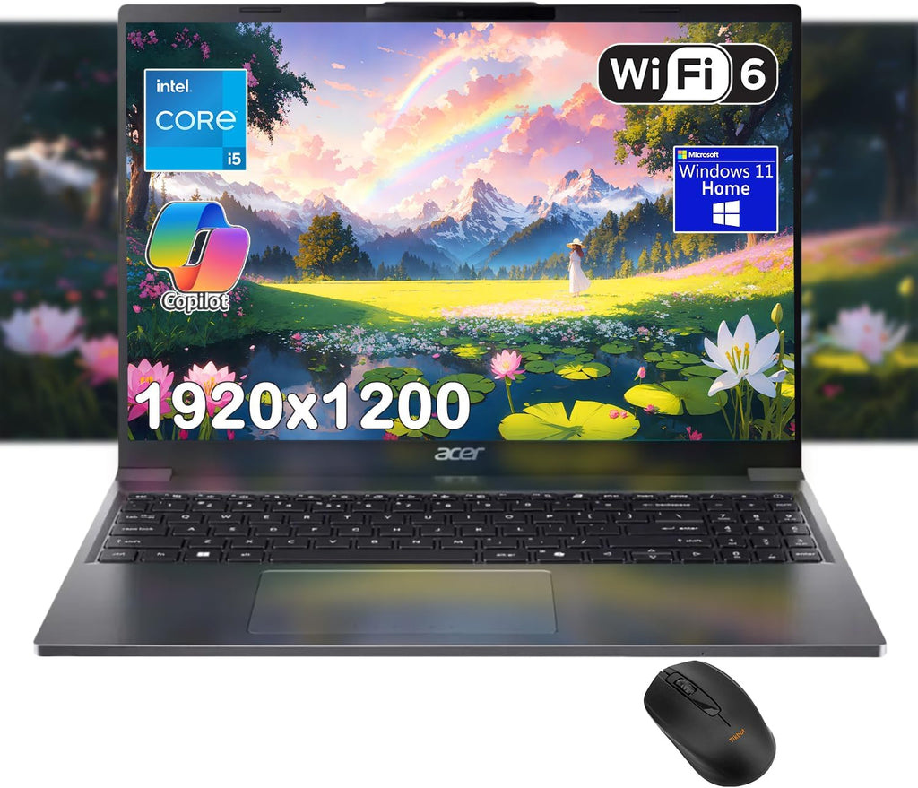 acer Aspire Go 15 Laptop, 15.3' WUXGA IPS Display, Intel Core i5-1334U, AI Copilot, Long Battery Life, FHD Webcam, Windows 11, w/Mouse (16GB RAM | 1TB PCIe SSD)