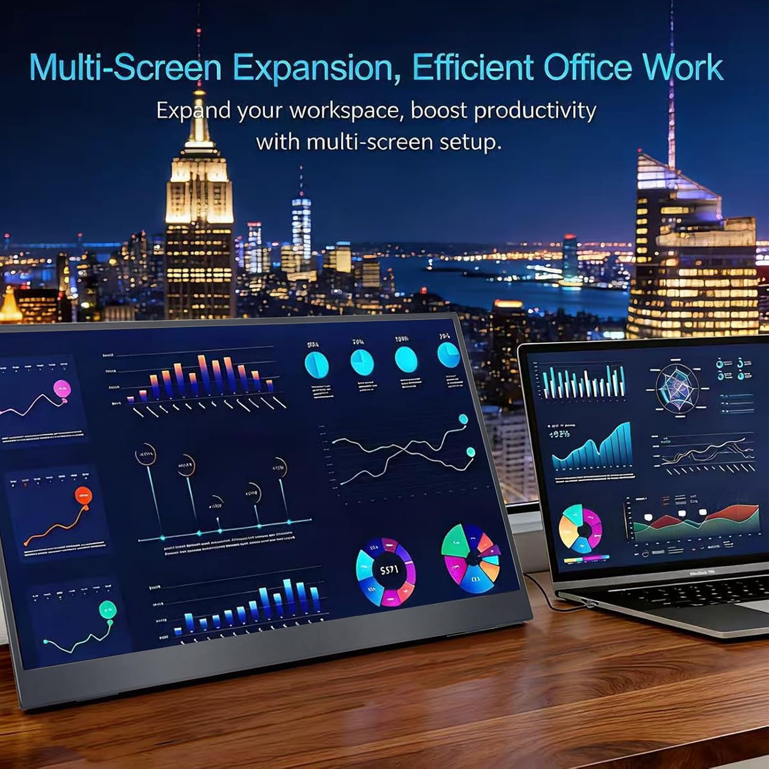 18.5 Inch Large Portable Monitor for Laptop, 120Hz 1080P FHD IPS Portable Travel Second Screen Display for/Phone/Xbox PS4/5, 100% sRGB, Dual Speakers, VESA & Storage Bag