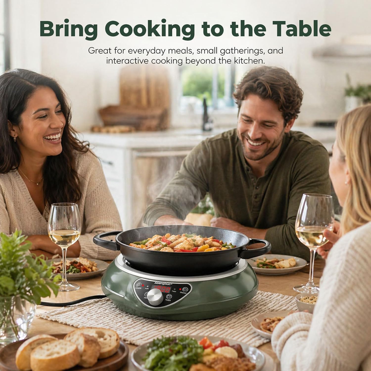 1700W 120V Concave Induction Wok Cooktop, 9.25-Inch Coil, Steady Low-Heat Control, 16 Power Levels, ETL Listed Portable Countertop Burner for Round-Bottom Woks & Flat-Bottom Pans