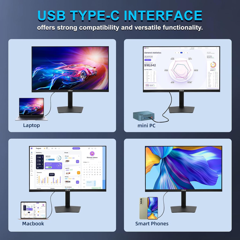 FYHXele 32 Inch Large Touchscreen Monitor QHD 1440P 100Hz,USB-C, HDMI, Displayport,Height/Swivel/Tilt/Rotating Adjustable Stand, IPS Multi-Touch PC Monitor for mall, Office, Gaming